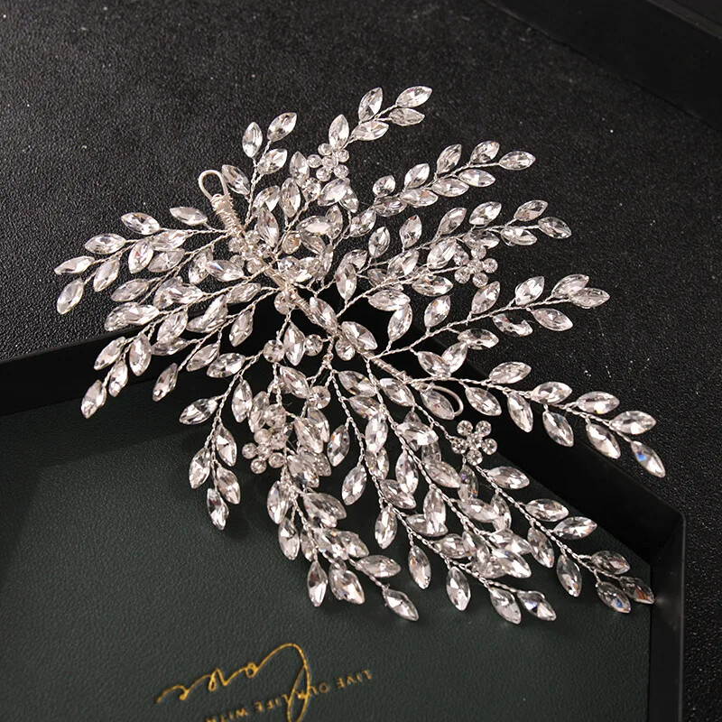 Sidabrinės spalvos krištolinė galvos juosta plaukų juosta moterims Kalnų krištolas vakarėliui galvos juosta Vestuviniai plaukų aksesuarai papuošalai galvos juosta Dovana
