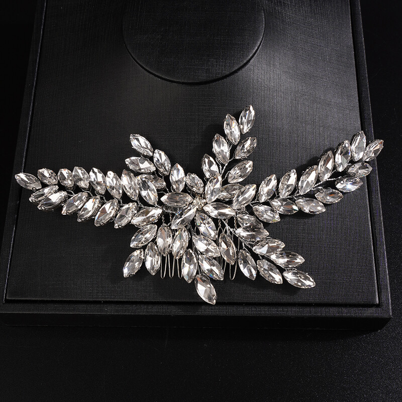 Accesorii pentru păr de nuntă cu stras de lux, 11 culori, pieptene de păr de mireasă lucrat manual pentru femei, caciulă pentru domnișoare de onoare, diademă