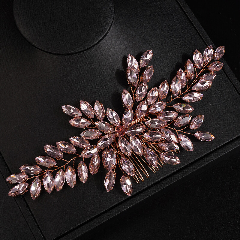 Accesorii pentru păr de nuntă cu stras de lux, 11 culori, pieptene de păr de mireasă lucrat manual pentru femei, caciulă pentru domnișoare de onoare, diademă