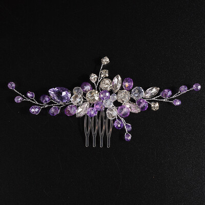 Sarkanā kristāla līgavu galvassegas sievietēm ar rokām darinātas kalnu kristāla matu ķemmes purpursarkanā šampanieša galvassega kāzu aksesuāriem zilas tiāras