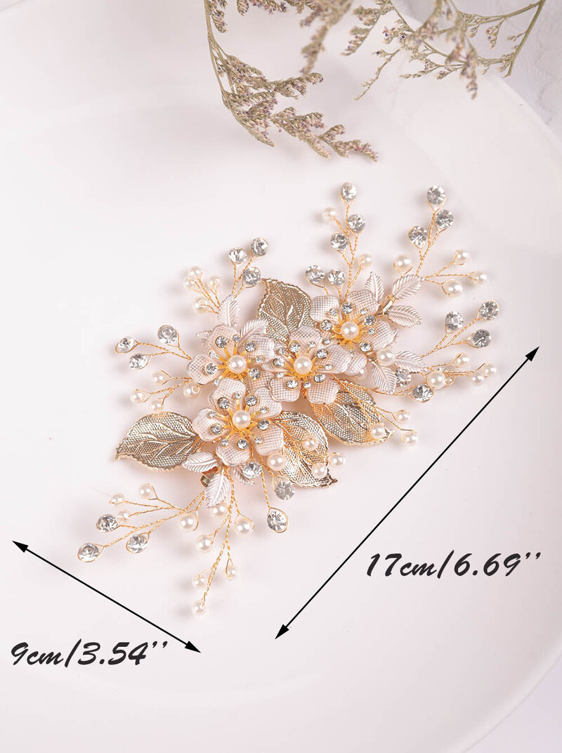 Vintage vjenčani dodaci za kosu Zlatno lišće Pokrivala za glavu Pokrivala za glavu s cvijećem Pokrivalo za glavu s kamenčićima Svadbena kopča za kosu