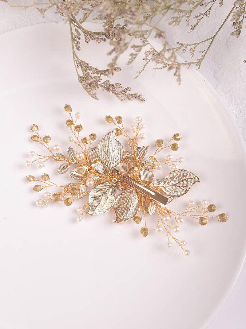 Vintage vjenčani dodaci za kosu Zlatno lišće Pokrivala za glavu Pokrivala za glavu s cvijećem Pokrivalo za glavu s kamenčićima Svadbena kopča za kosu