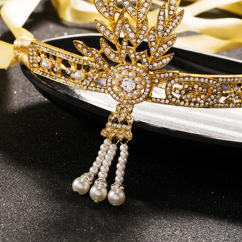 Diadema de coroană de perle de cristal Bentita pentru femei Mireasă Strasuri Diadem Diadem nuntă Accesorii pentru păr Bijuterii Coroană Tiara