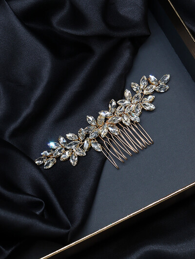 Pieptene de păr de lux cu strasuri, trandafir roșu, rochie de mireasă pentru accesorii de păr, pentru femei, bentită lucrată manual, accesorii pentru cap de mireasă, păr de nuntă.