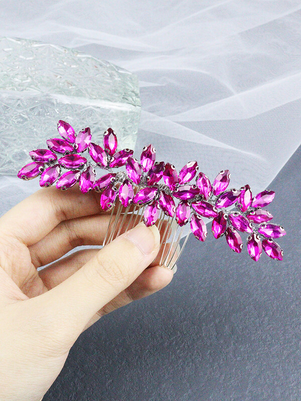 Pieptene de păr de lux cu strasuri, trandafir roșu, rochie de mireasă pentru accesorii de păr, pentru femei, bentită lucrată manual, accesorii pentru cap de mireasă, păr de nuntă.