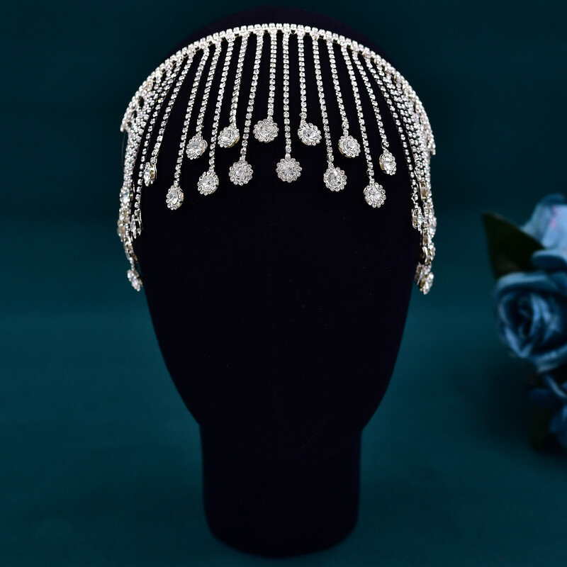 Toc de cap de mireasă, cu strass, ciucuri, bentită, pentru nuntă, pentru mireasă, pentru femei, populare, pentru petrecere, accesorii pentru păr, bijuterii, cadouri, HP558