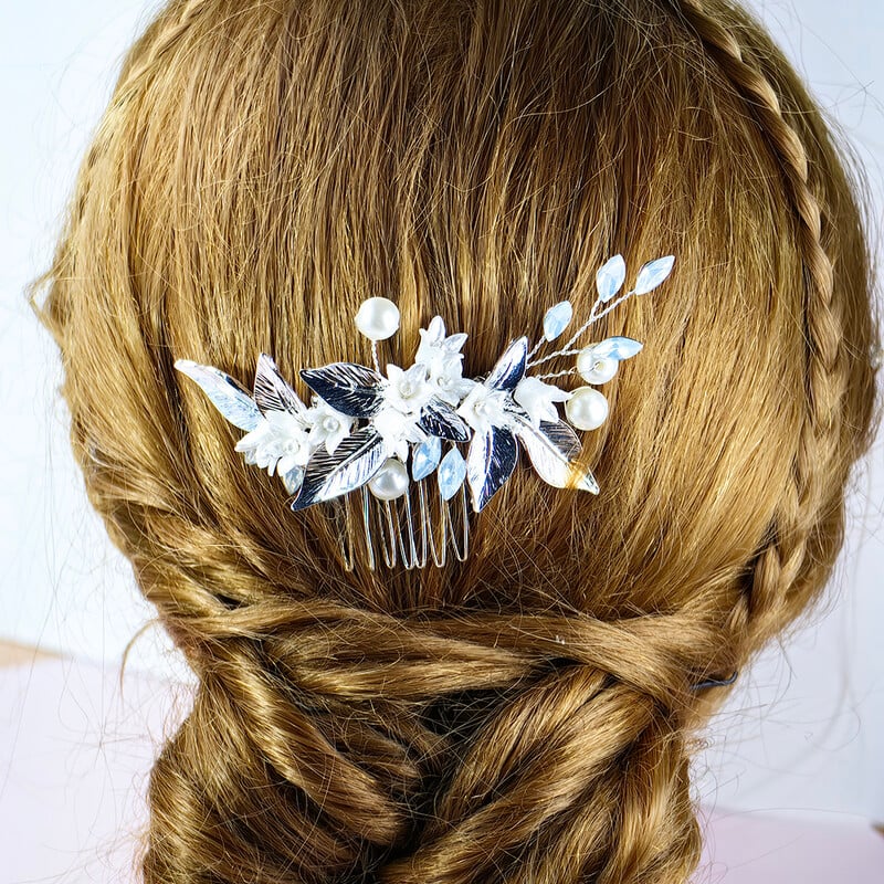 Νυφικό μαργαριτάρι χτένα μαλλιών νυφικό κρυστάλλινο κεφάλι λουλουδιών πλαϊνή χτένα φουρκέτα νυφικό στολίδι για κυρίες και κορίτσια