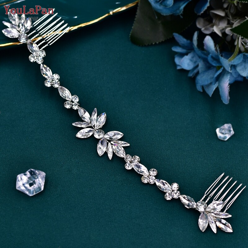 Youlapan jauns Rhinestone ķēdes ķemmes matu aksesuārs kāzu aksesuāri sieviešu galvas saite kāzu līgavas matu aksesuārs HP564