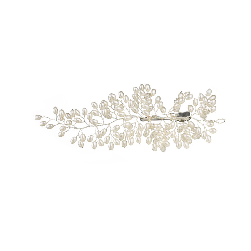 Gyöngy esküvői hajfésű Ezüst menyasszonyi oldalfésű, esküvői hajdísz nőknek és lányoknak (fehér)