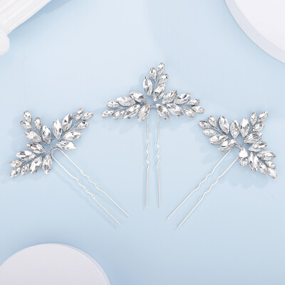 3 bucăți ace de păr de mireasă cu strasuri, lucrate manual, pentru femei și fete, la modă, petrecere, mirese, accesorii pentru păr, bijuterii