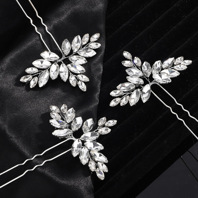 3 bucăți ace de păr de mireasă cu strasuri, lucrate manual, pentru femei și fete, la modă, petrecere, mirese, accesorii pentru păr, bijuterii