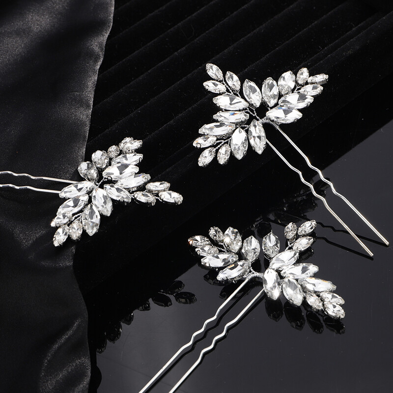 3 bucăți ace de păr de mireasă cu strasuri, lucrate manual, pentru femei și fete, la modă, petrecere, mirese, accesorii pentru păr, bijuterii