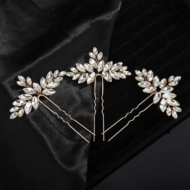3 bucăți ace de păr de mireasă cu strasuri, lucrate manual, pentru femei și fete, la modă, petrecere, mirese, accesorii pentru păr, bijuterii