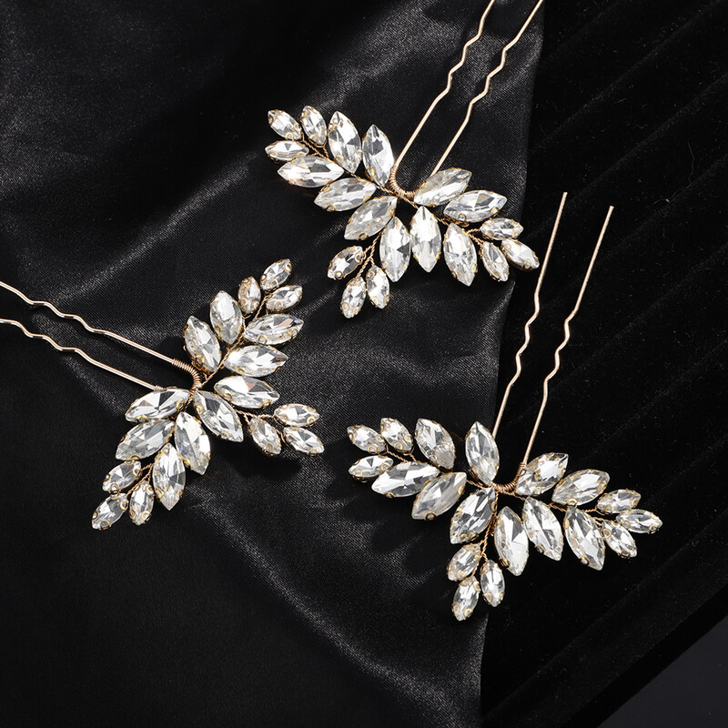 3 bucăți ace de păr de mireasă cu strasuri, lucrate manual, pentru femei și fete, la modă, petrecere, mirese, accesorii pentru păr, bijuterii