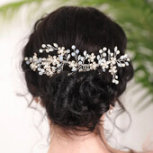 Strieborné kamienky, krištáľové perly, ručne vyrobené, hrebeň na vlasy, svadobná pokrývka hlavy, banketová párty pre ženy, svadobná ozdoba na hlavu