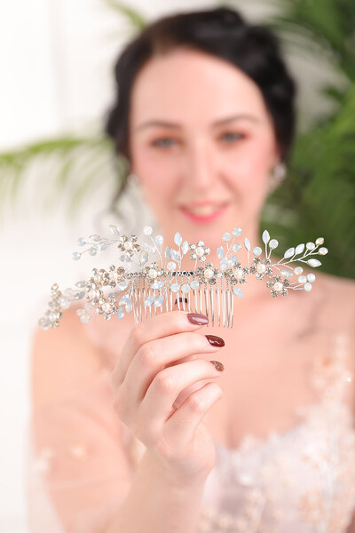 Strieborné kamienky, krištáľové perly, ručne vyrobené, hrebeň na vlasy, svadobná pokrývka hlavy, banketová párty pre ženy, svadobná ozdoba na hlavu