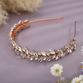 Ροζ χρυσό Tiaras Wedding Head Κοσμήματα Heaband Rhinestone Headpiece Sparkly νυφικό αξεσουάρ μαλλιών για γυναίκες και κορίτσια