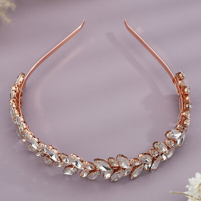 Ροζ χρυσό Tiaras Wedding Head Κοσμήματα Heaband Rhinestone Headpiece Sparkly νυφικό αξεσουάρ μαλλιών για γυναίκες και κορίτσια