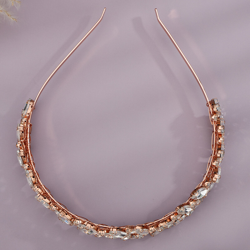 Ροζ χρυσό Tiaras Wedding Head Κοσμήματα Heaband Rhinestone Headpiece Sparkly νυφικό αξεσουάρ μαλλιών για γυναίκες και κορίτσια