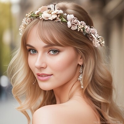 Bentite de coroană de flori lucrate manual, bijuterii de păr pentru femei, nuntă, tiara de mireasă, coroană, bentiță, accesorii de păr pentru fete