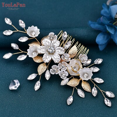 YouLaPan esküvői strasszos hajfésű Divatos elegáns hajkiegészítők női parti fejfedők kézzel készített menyasszonyi fejpánt HP621