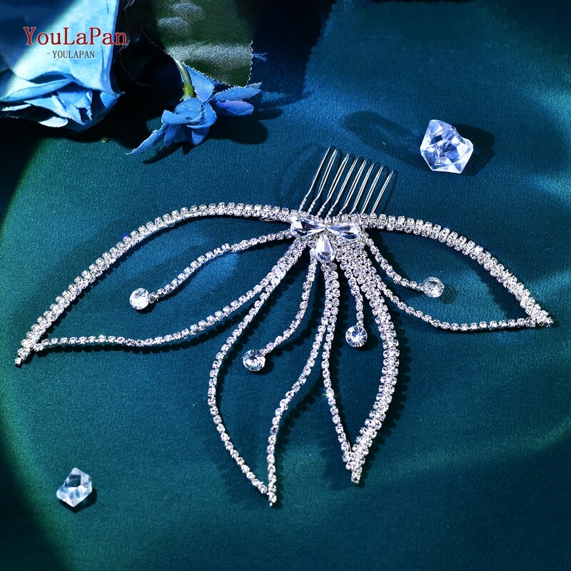 YouLaPan esküvői strasszos hajfésű Divatos elegáns hajkiegészítők női parti fejfedők kézzel készített menyasszonyi fejpánt HP621