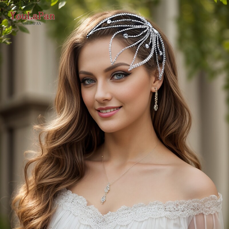 YouLaPan esküvői strasszos hajfésű Divatos elegáns hajkiegészítők női parti fejfedők kézzel készített menyasszonyi fejpánt HP621