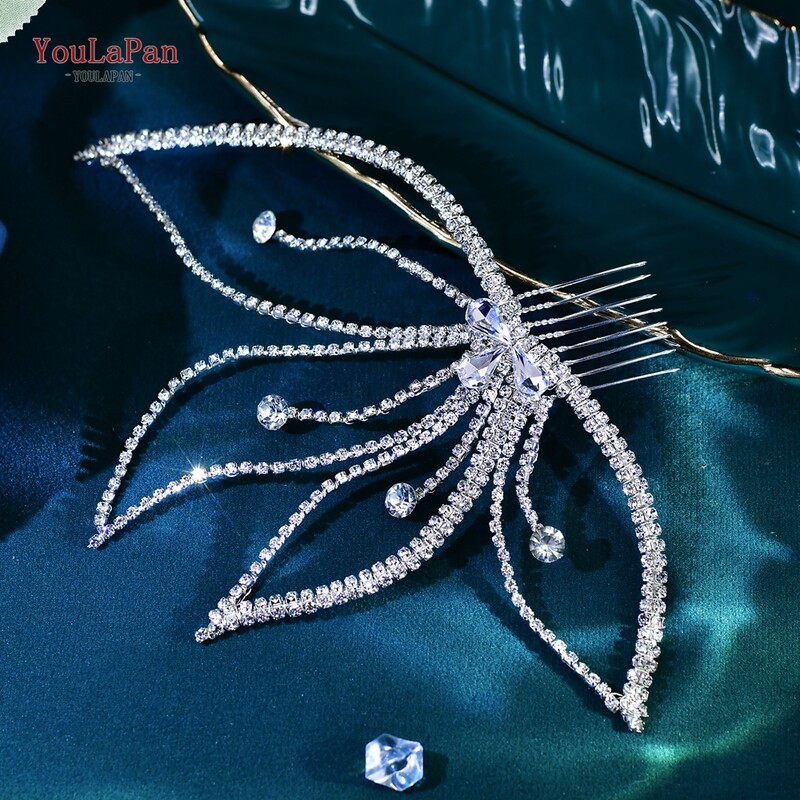 YouLaPan esküvői strasszos hajfésű Divatos elegáns hajkiegészítők női parti fejfedők kézzel készített menyasszonyi fejpánt HP621