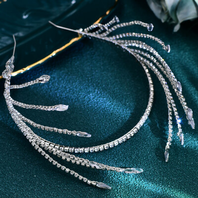 Menyasszonyi díszbemutató korona hajkarika strasszos fényes esküvői fejpánt hajkiegészítő fejdísz elegáns női partihoz HP640