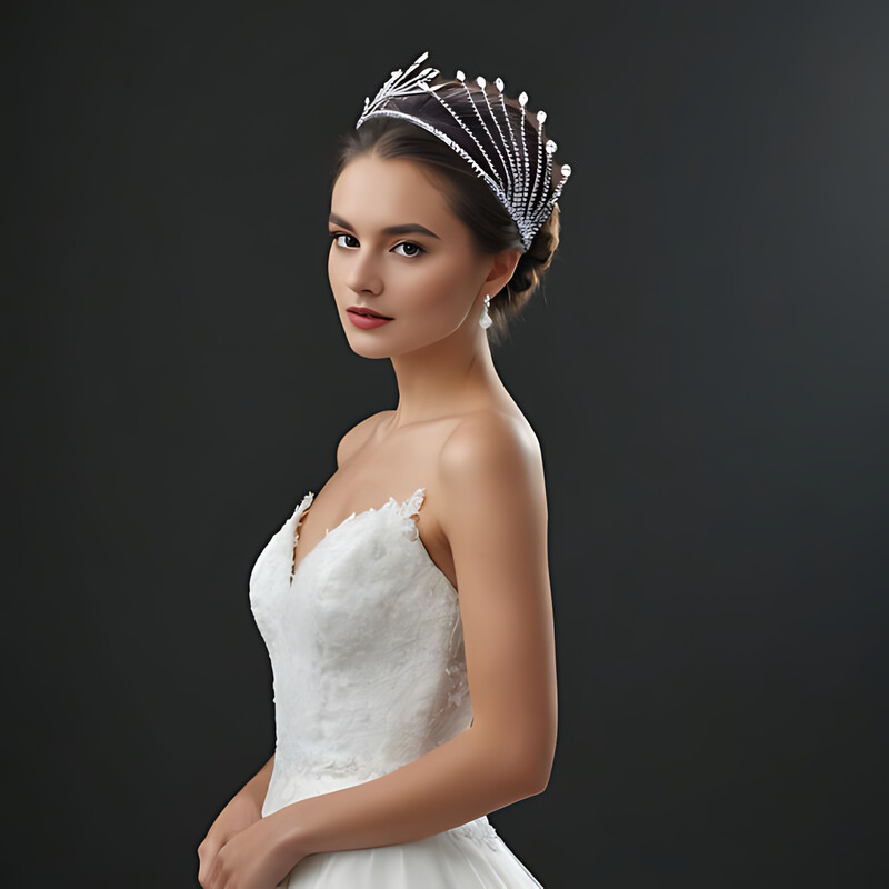 Menyasszonyi díszbemutató korona hajkarika strasszos fényes esküvői fejpánt hajkiegészítő fejdísz elegáns női partihoz HP640