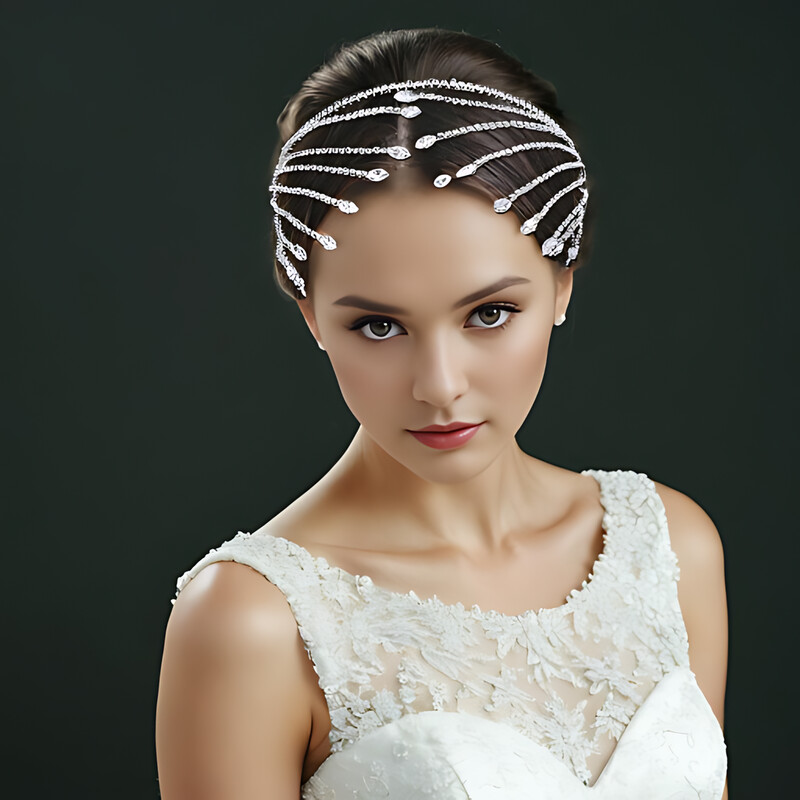 Menyasszonyi díszbemutató korona hajkarika strasszos fényes esküvői fejpánt hajkiegészítő fejdísz elegáns női partihoz HP640
