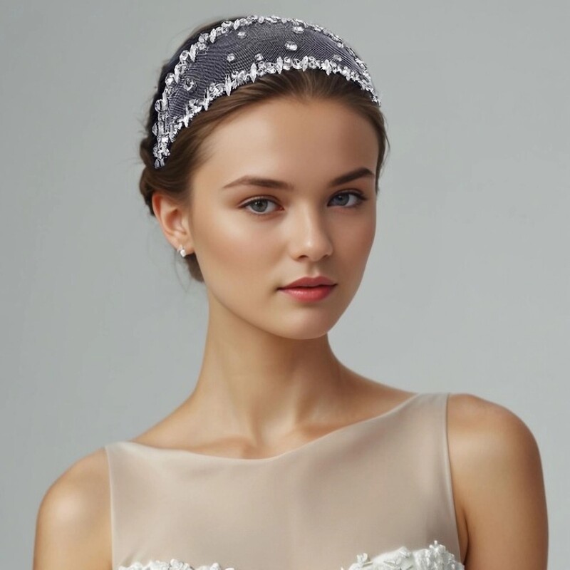 Strălucitor argintiu strasuri mireasa bentita pentru cap ornamente petrecere de nunta cerc de păr strălucitor cadou pentru banchet rochie HP650