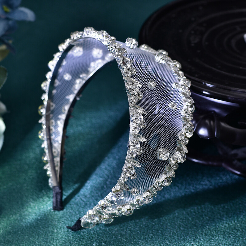 Strălucitor argintiu strasuri mireasa bentita pentru cap ornamente petrecere de nunta cerc de păr strălucitor cadou pentru banchet rochie HP650