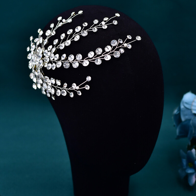 Eleganta Rhinestone kāzu sānu matu ķemme sievietēm kāzu matu gabals līgavas krāsains kristāla galvas saite meiteņu ballīšu aksesuāri HP590