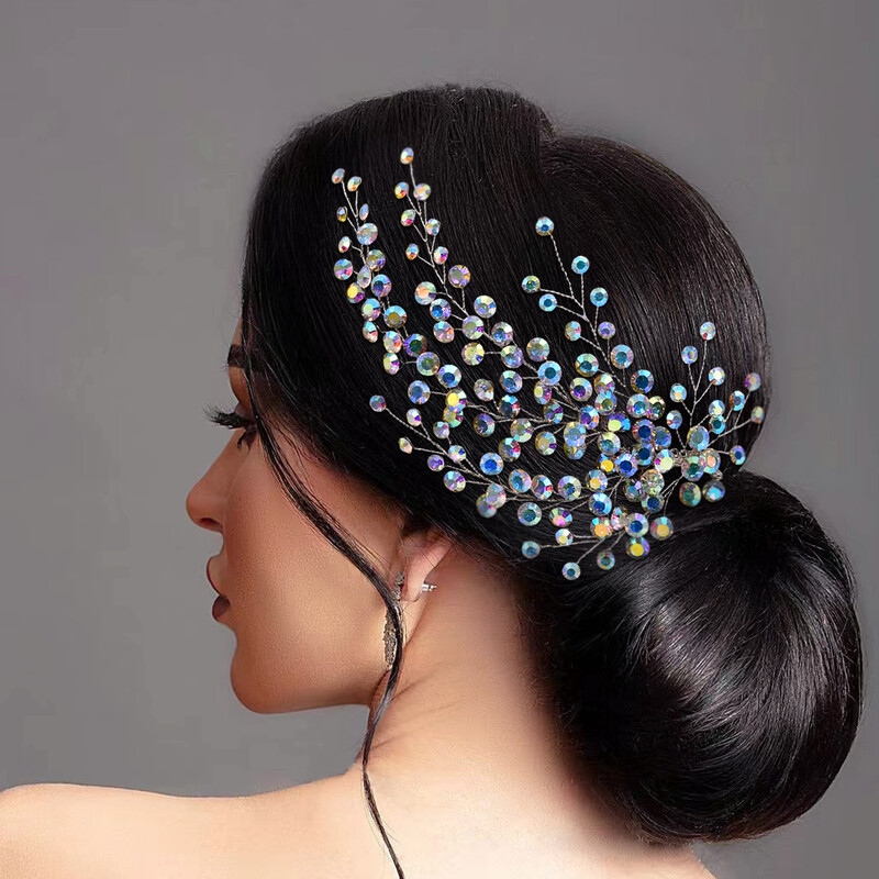 Eleganta Rhinestone kāzu sānu matu ķemme sievietēm kāzu matu gabals līgavas krāsains kristāla galvas saite meiteņu ballīšu aksesuāri HP590