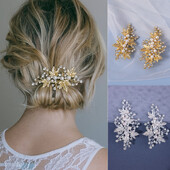 2 buc/set, lucrat manual, culoare argintie, perle, strasuri, frunze, agrafe pentru nunta, agrafe pentru cap de mireasa, accesorii pentru par, agrafe de par