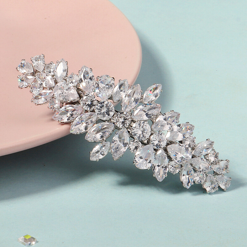 Új ezüst fényes cirkónia kis hajcsat nőknek és lányoknak Esküvői menyasszonyi ékszerek Kiegészítők Hajtű Fejdísz Fejdísz
