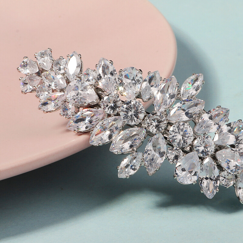 Új ezüst fényes cirkónia kis hajcsat nőknek és lányoknak Esküvői menyasszonyi ékszerek Kiegészítők Hajtű Fejdísz Fejdísz