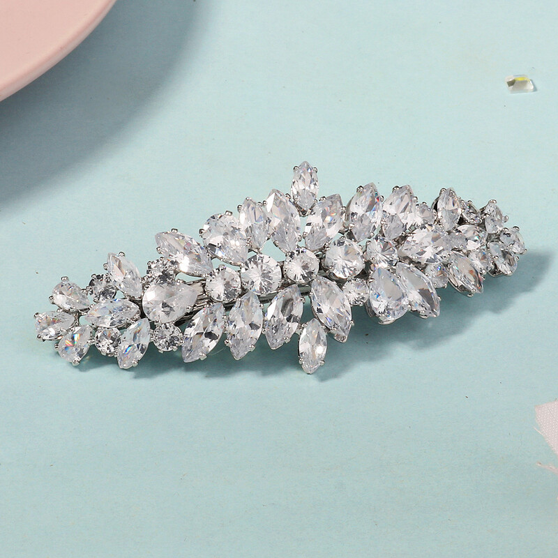 Új ezüst fényes cirkónia kis hajcsat nőknek és lányoknak Esküvői menyasszonyi ékszerek Kiegészítők Hajtű Fejdísz Fejdísz