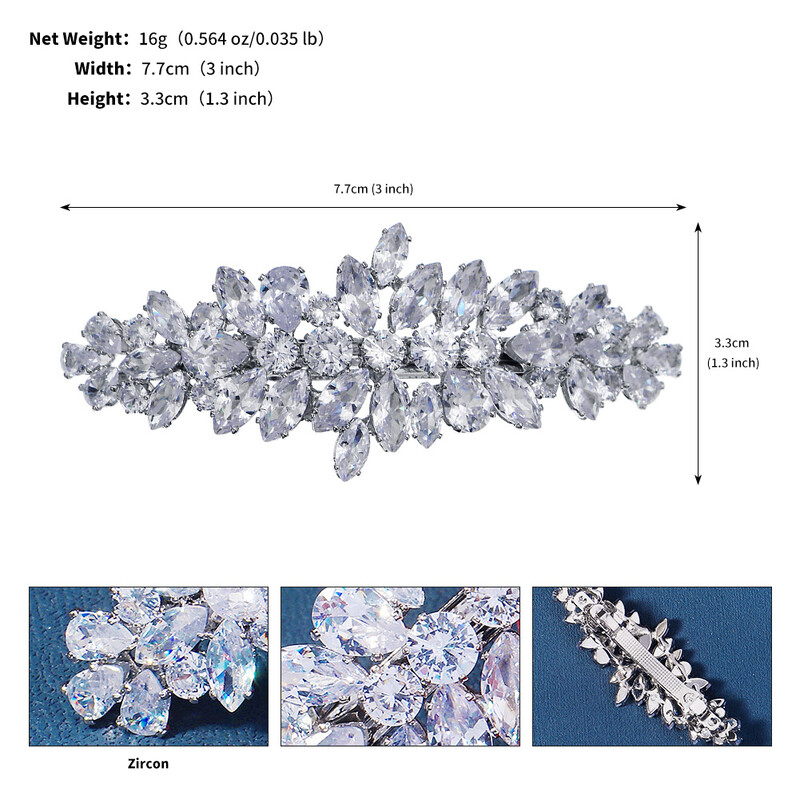 Új ezüst fényes cirkónia kis hajcsat nőknek és lányoknak Esküvői menyasszonyi ékszerek Kiegészítők Hajtű Fejdísz Fejdísz