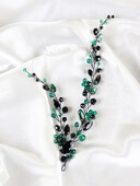 Melni zaļi kāzu matu aksesuāri ar rokām darināti kalnu strēles galvas lente, kristāla līgavas galvassega 90. gadu sieviešu galvassegas ballītei