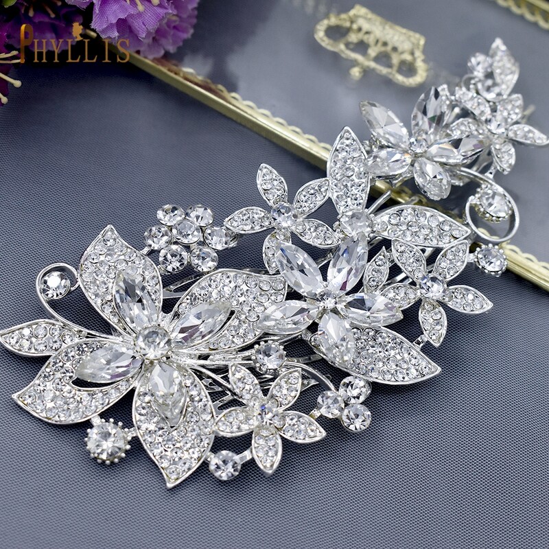 A411 Luksusa sakausējuma ziedu kāzu matu ķemmes līgavu kroņi un tiāras kāzu matu rotaslietas, kalnu strēles galvas saite kāzu ballītei