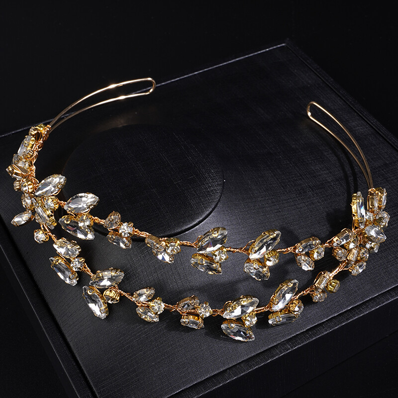 Coroană de mireasă cu strasuri elegante de lux, accesorii pentru păr de nuntă pentru femei la modă, diademe pentru petrecere, de epocă, lucrate manual