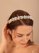 Perle Strasuri Mirese Coroana Cristal de lux Casca de mireasa pentru nunta, lucrat manual, petrecere, bal de absolvire, diamante, accesorii pentru par de nunta