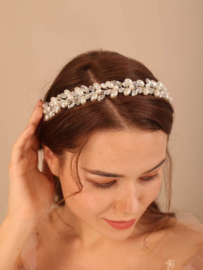 Πέρλα στρας Brides Crown Luxury Crystal Bridal Headpiece for Wedding Handmade Party Prom Diamonds Wedding Hair Accessories