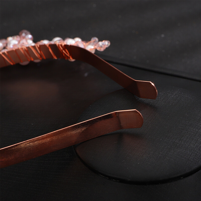 Cristal Perle Bentita de mireasa Coroana Ornamente pentru femei lucrate manual Accesorii pentru par de nunta roz Bijuterii Petrecere Mireasa Tiare