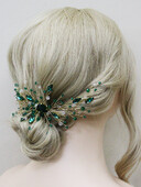 Zeltaini Zaļie Rhinestones Kāzu matu ķemmes krelles Kristāla līgavas galvas lentes sudraba krāsas sieviešu matu aksesuāri līgavu galvassegas