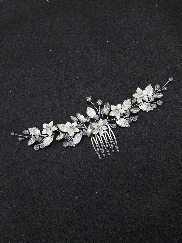 Ezüst virágos menyasszonyi fejdísz Leveles fejpántok Strasszkő Női Hajdíszek Esküvői Menyasszonyi Haj Kiegészítők Haj Szőlő Hajfésű