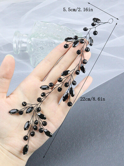 Bentiță cu strasuri negre Accesorii pentru păr de nuntă pentru invitată de mireasă Coșură de păr prietenă Vine de păr pentru bijuterii pentru cap de petrecere