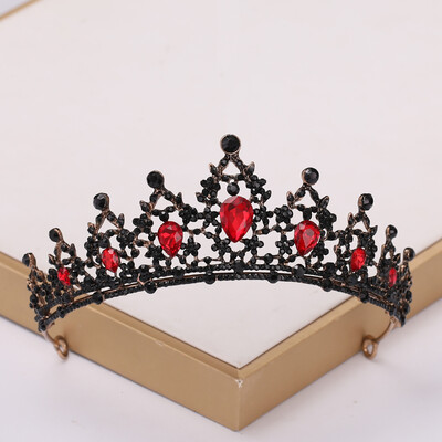 Baroc Vintage Negru Tiara Si Coroane Cristal Strass Nunta Accesorii Păr Regina Printesa Coroana Mai mult Design Cap Bijuterii